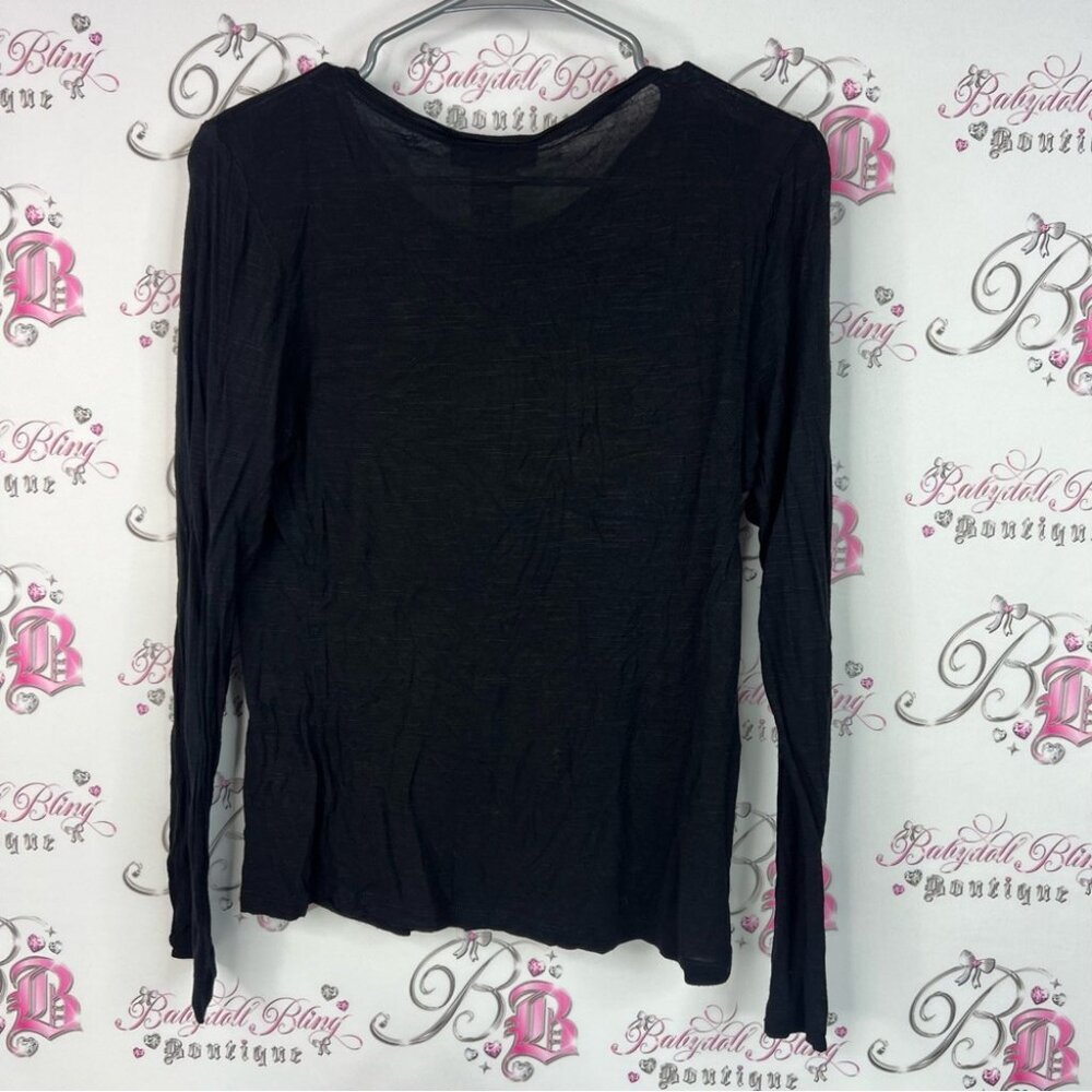 INC International Concepts long sleeve jewels diamonds Black Embellished Blouse - Picture 2 of 7